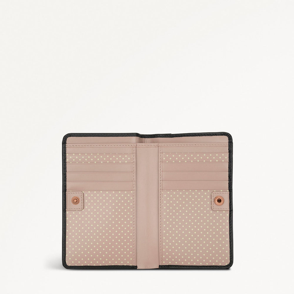 Heritage Dog Outline Leather Medium Bifold Wallet in Black - 10442