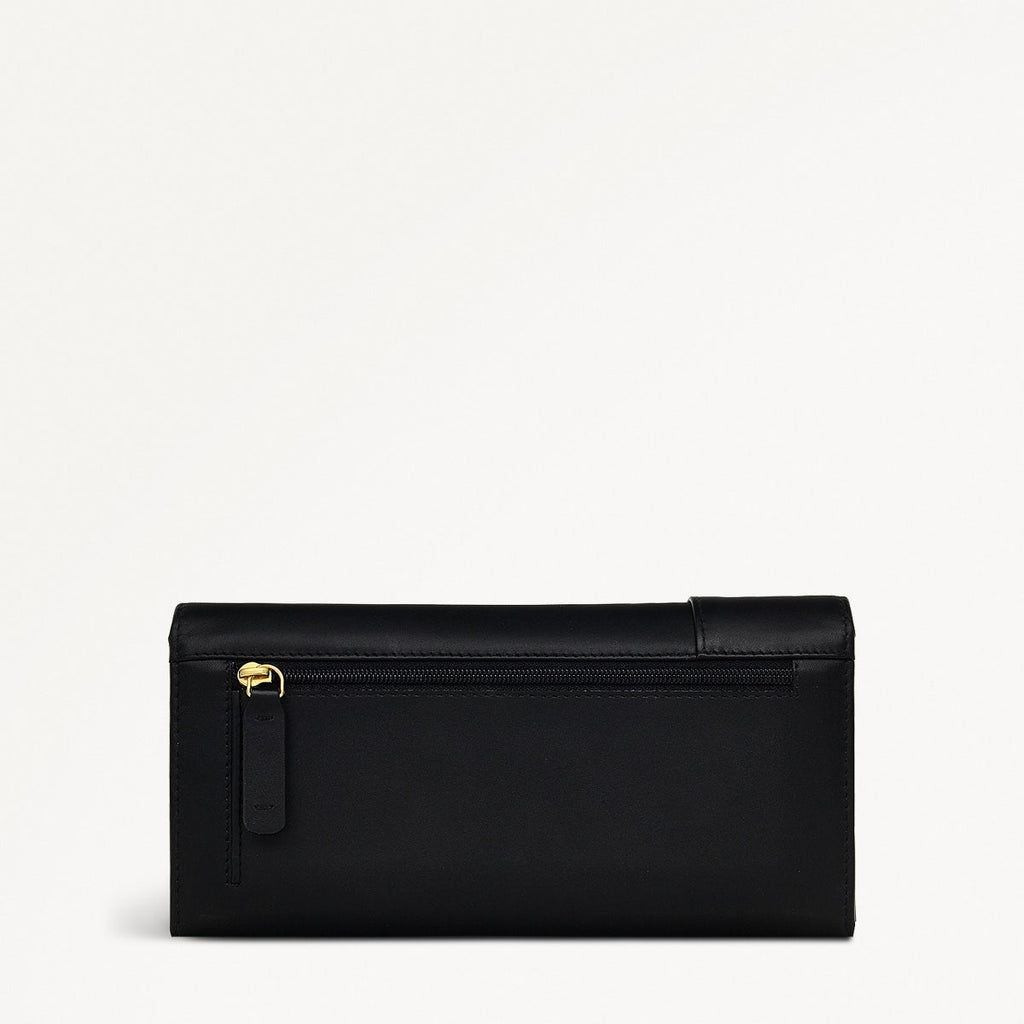 Pockets Leather Large Flapover Wallet in Black - 10647