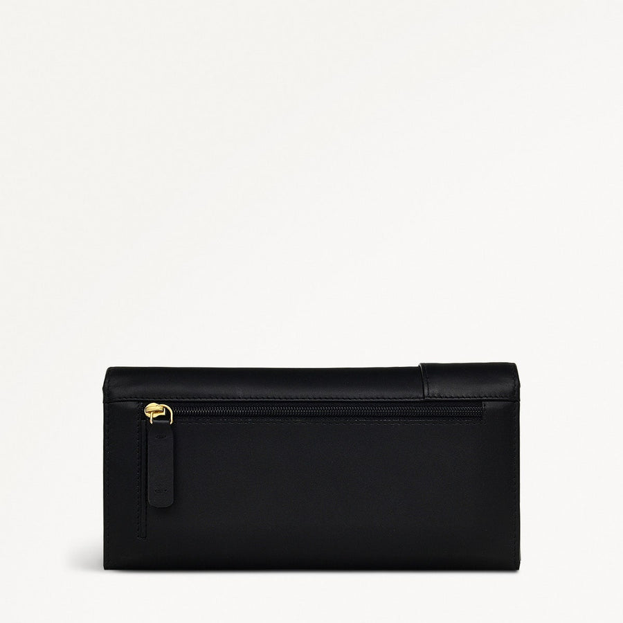 Pockets Leather Large Flapover Wallet in Black - 10647