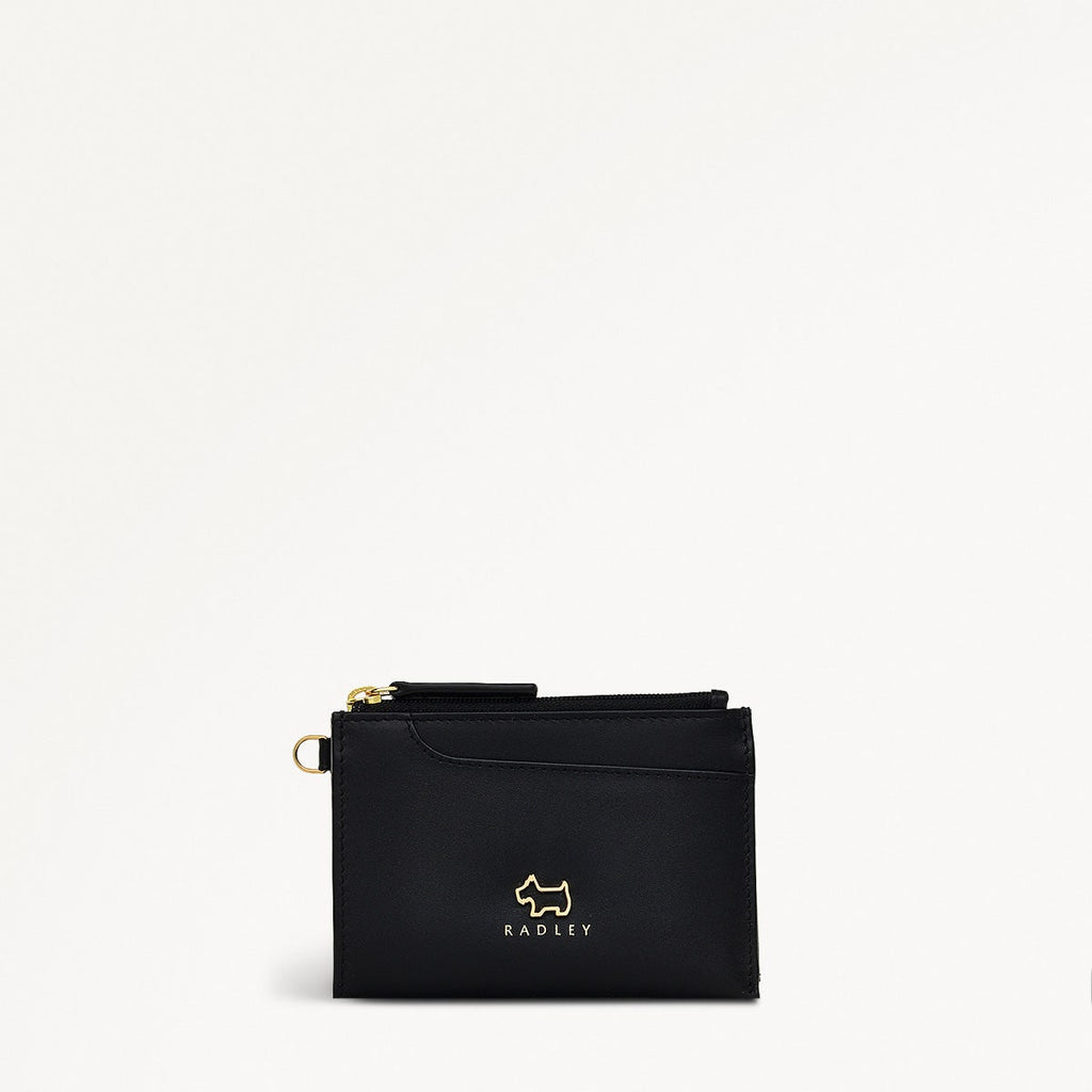 Pockets Leather Small Ziptop Coin Purse in Black - 10654
