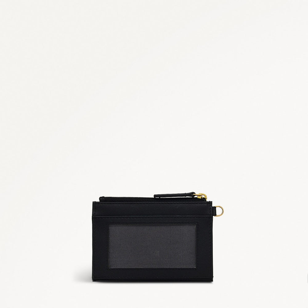 Pockets Leather Small Ziptop Coin Purse in Black - 10654