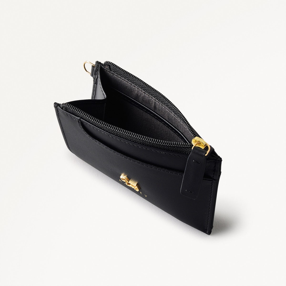 Pockets Leather Small Ziptop Coin Purse in Black - 10654