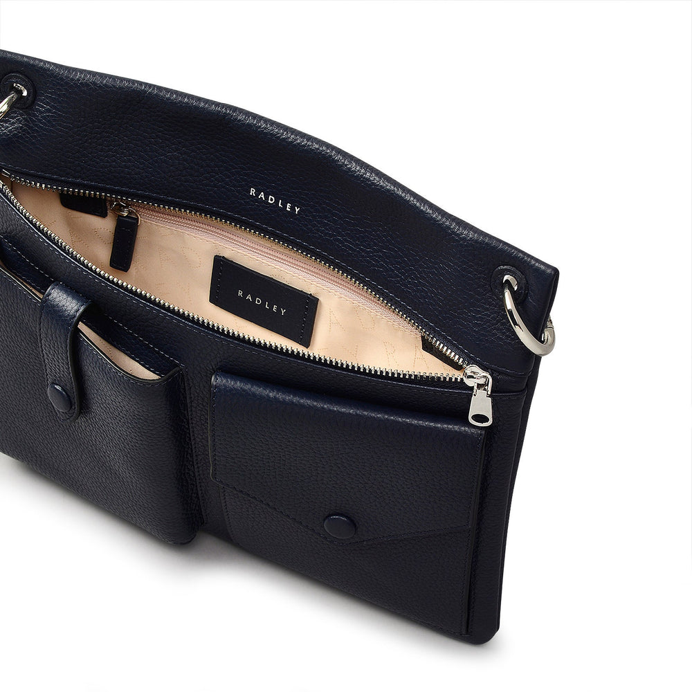 Wilton Way Leather Medium Ziptop Crossbody Bag in Ink - 110028