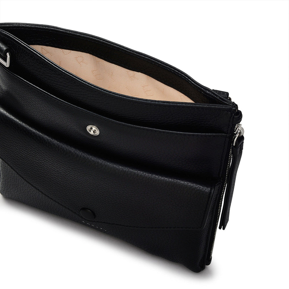 Wilton Way Leather Small Ziptop Crossbody Bag in Black - 110029