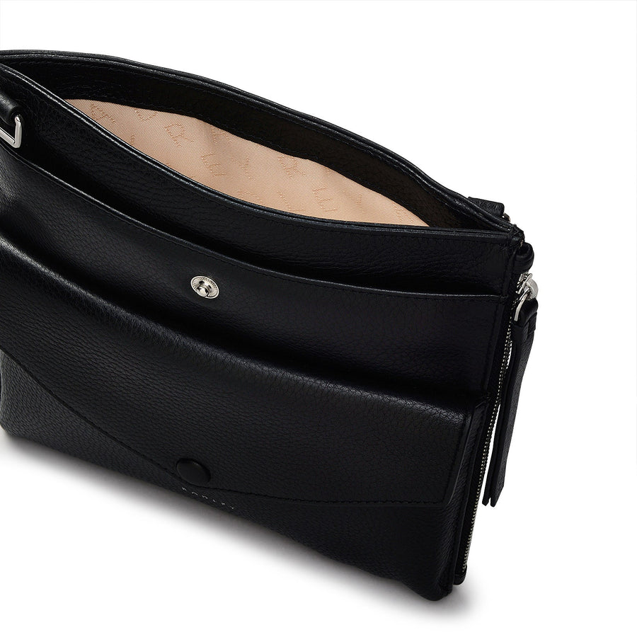 Wilton Way Leather Small Ziptop Crossbody Bag in Black - 110029