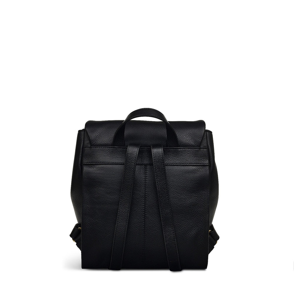 Southwark Road Leather Small Flapover Backpack in Black - 110031