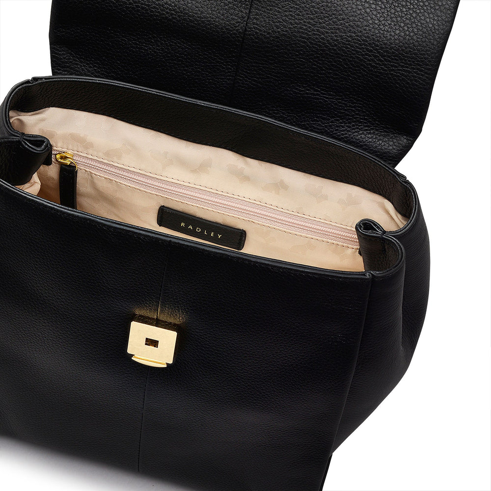 Southwark Road Leather Small Flapover Backpack in Black - 110031