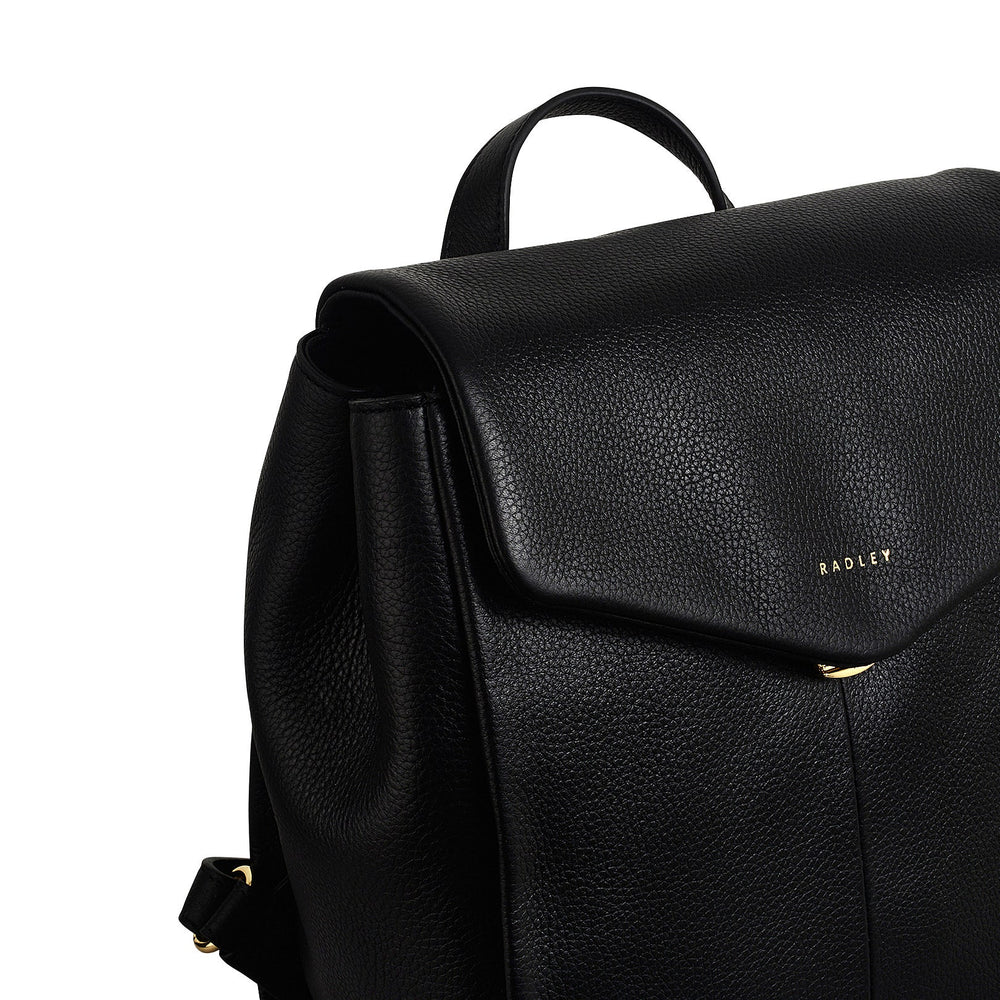 Southwark Road Leather Small Flapover Backpack in Black - 110031