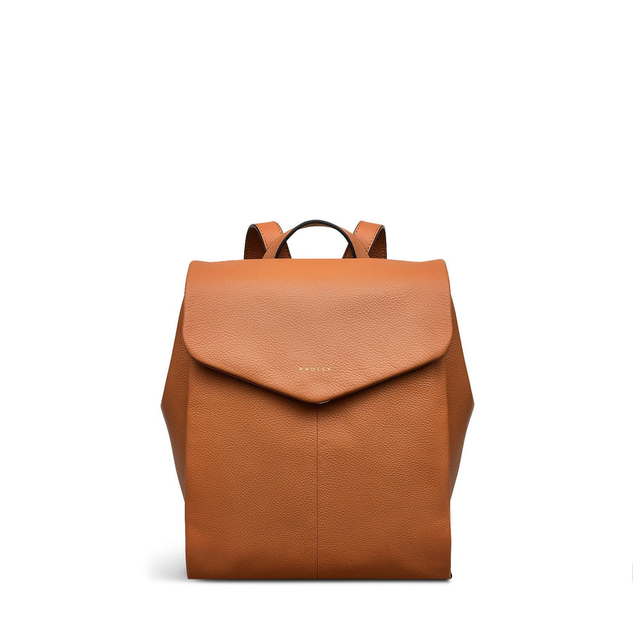 Southwark Road Leather Small Flapover Backpack in Dark Butter - 110032