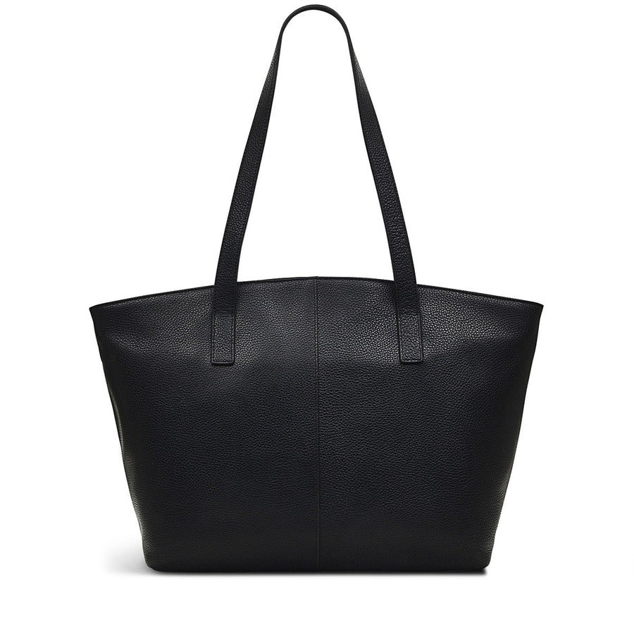 Sycamore Grove Leather Medium Ziptop Tote Bag in Black - 110038