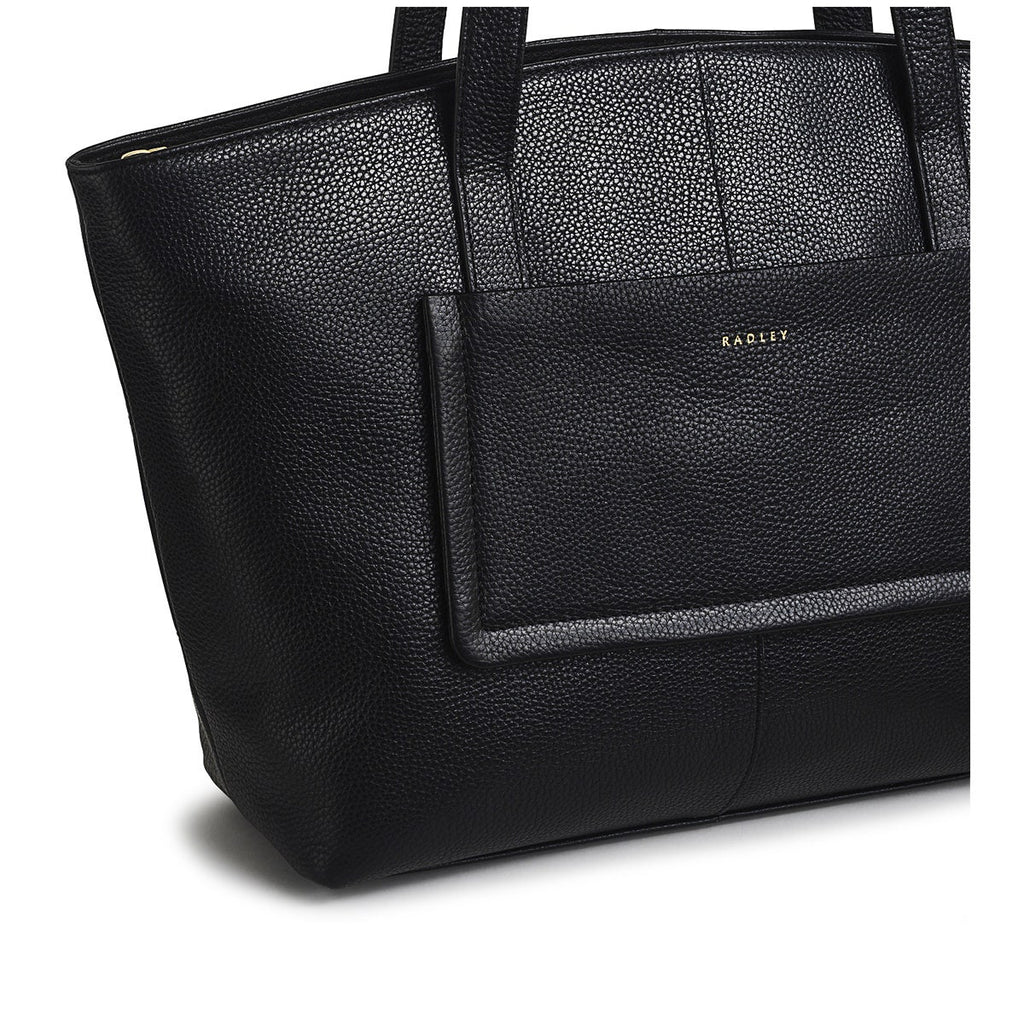 Sycamore Grove Leather Medium Ziptop Tote Bag in Black - 110038