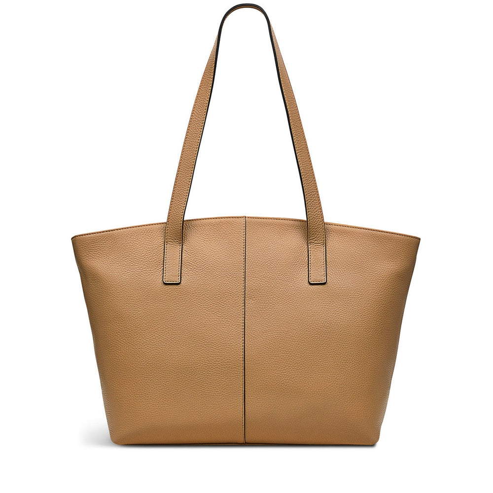 Sycamore Grove Leather Medium Ziptop Tote Bag in Dark Butter - 110040
