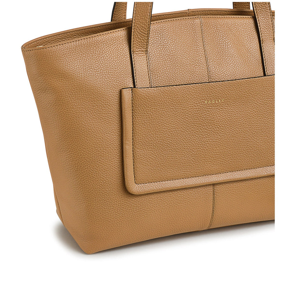 Sycamore Grove Leather Medium Ziptop Tote Bag in Dark Butter - 110040