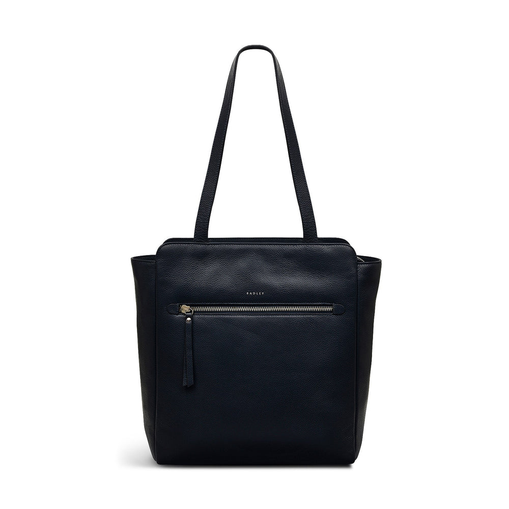 Gordon Road Leather Medium Ziptop Tote Bag in Ink - 110054