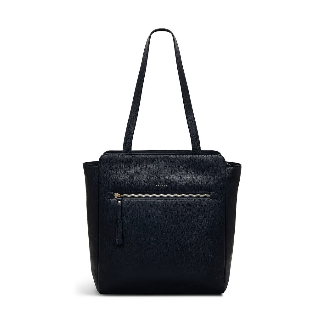 Gordon Road Leather Medium Ziptop Tote Bag in Ink - 110054