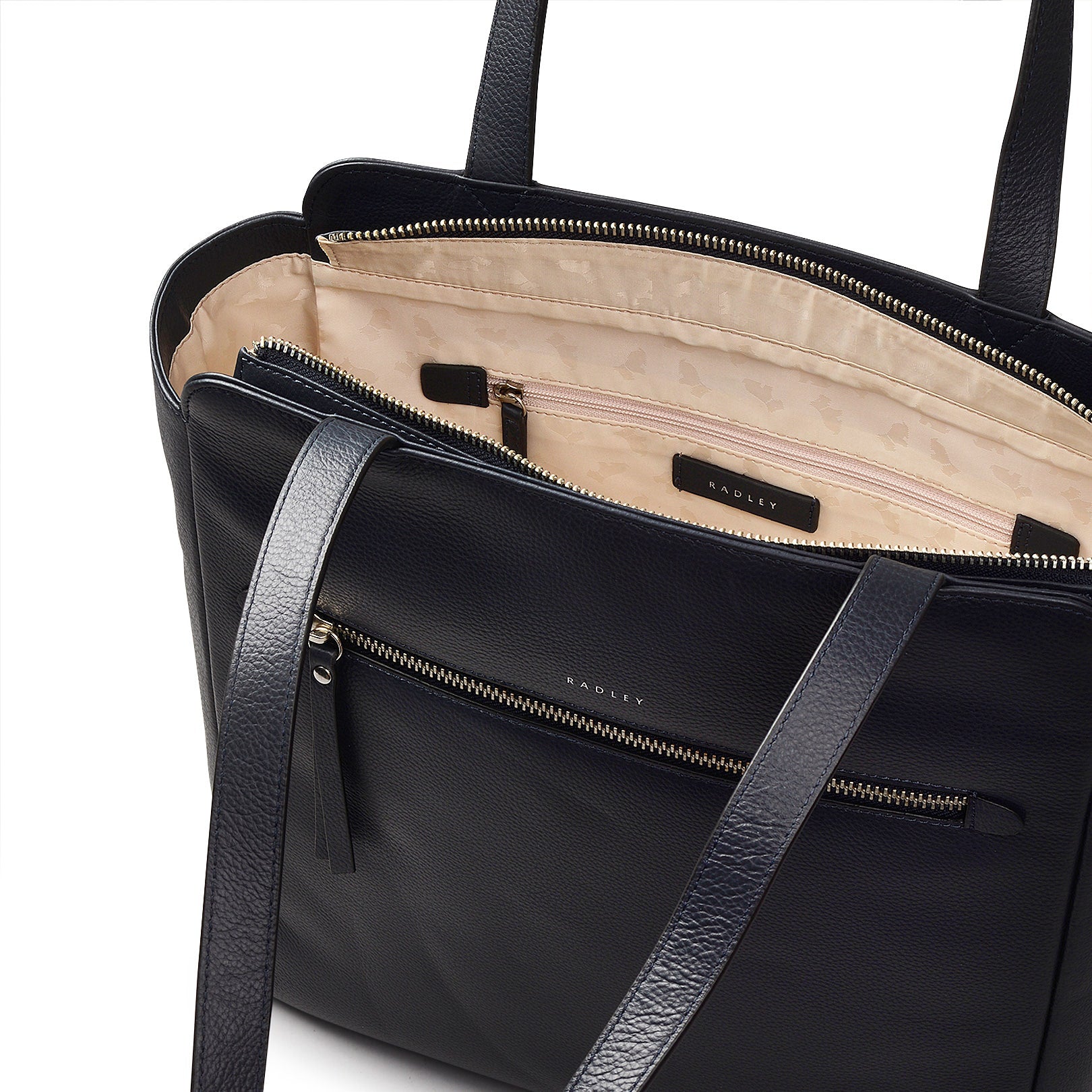 Gordon Road Leather Medium Ziptop Tote Bag in Ink - 110054