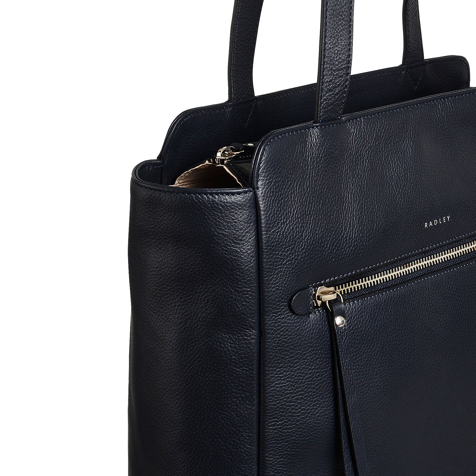 Gordon Road Leather Medium Ziptop Tote Bag in Ink - 110054