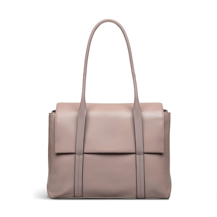 Dorset Street Leather Large Flapover Shoulder Bag in Espresso - 110063