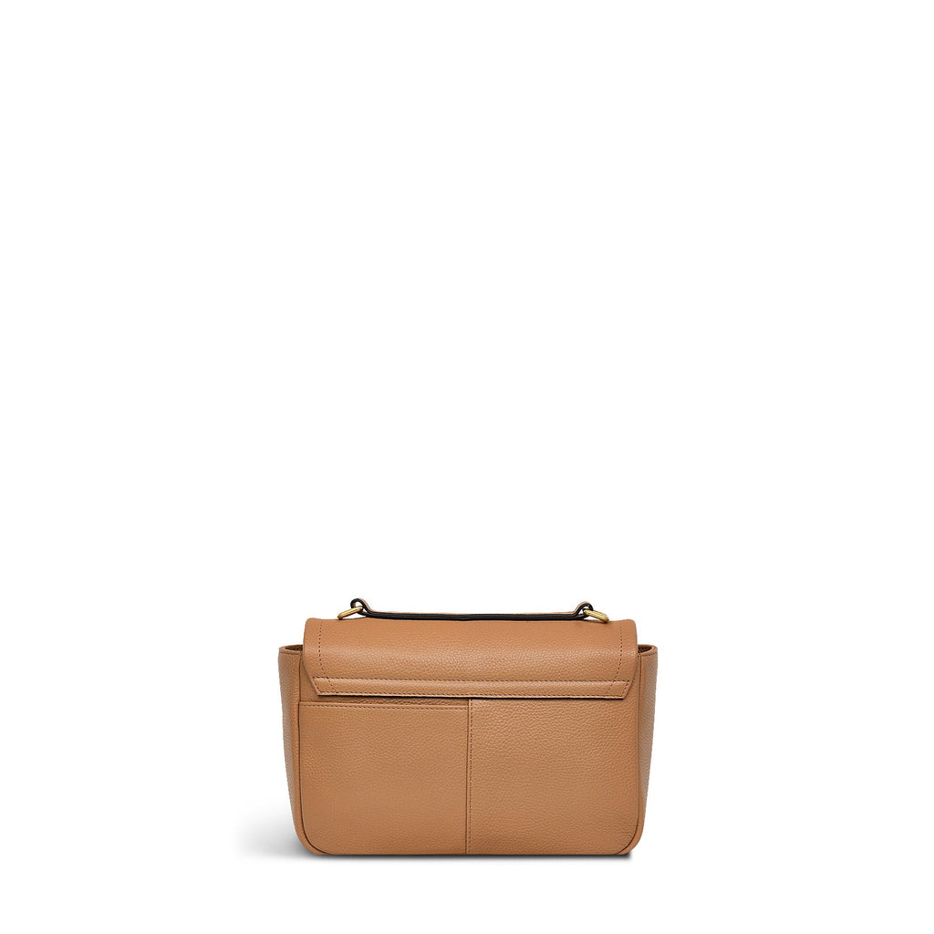 Sycamore Grove Leather Small Flapover Crossbody Bag in Dark Butter - 110066