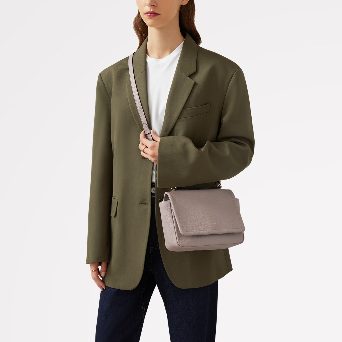 Sycamore Grove Leather Small Flapover Crossbody Bag in Espresso - 110067
