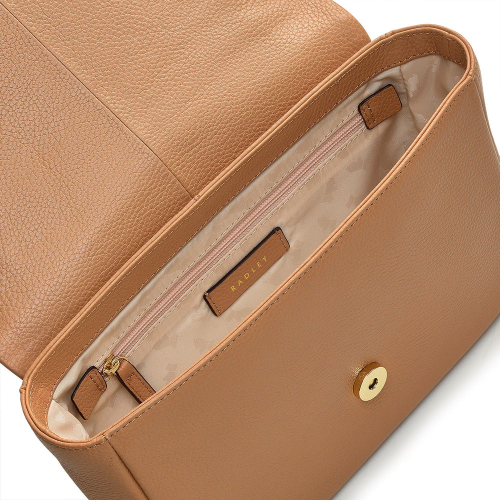 Sycamore Grove Leather Small Flapover Crossbody Bag in Dark Butter - 110066