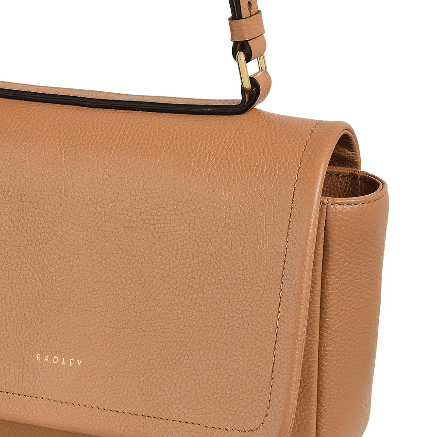 Sycamore Grove Leather Small Flapover Crossbody Bag in Dark Butter - 110066