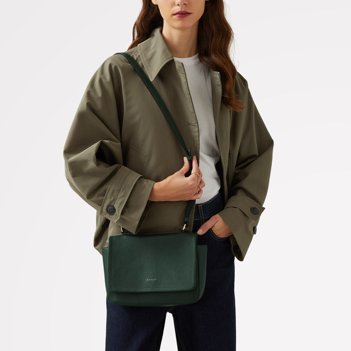 Sycamore Grove Leather Small Flapover Crossbody Bag in Dragon - 110068