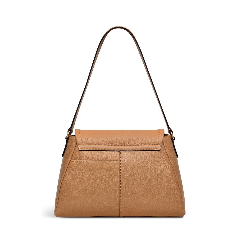Sycamore Grove Leather Medium Flapover Shoulder Bag in Dark Butter - 110070