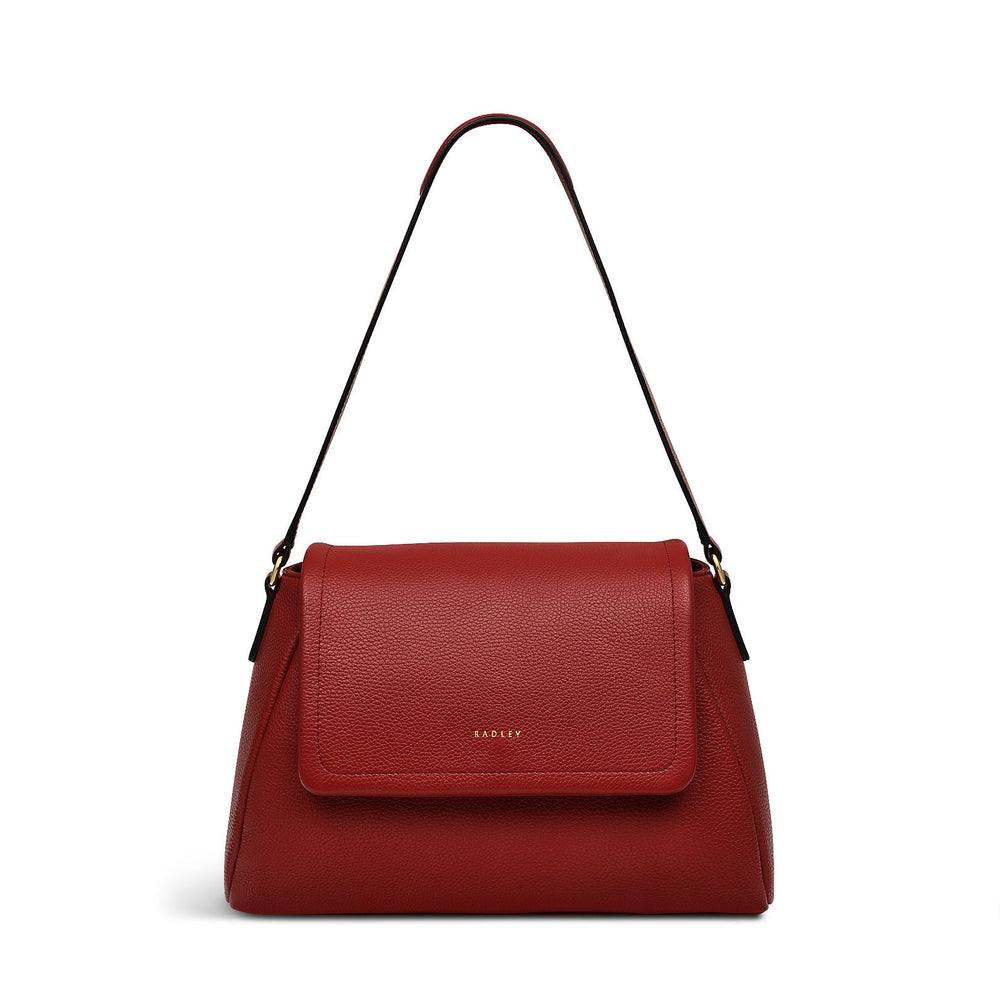 Sycamore Grove Leather Medium Flapover Shoulder Bag in Claret - 110072