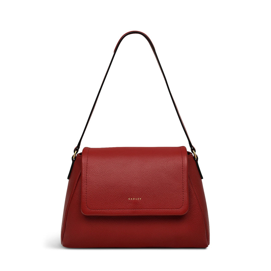 Sycamore Grove Leather Medium Flapover Shoulder Bag in Claret - 110072