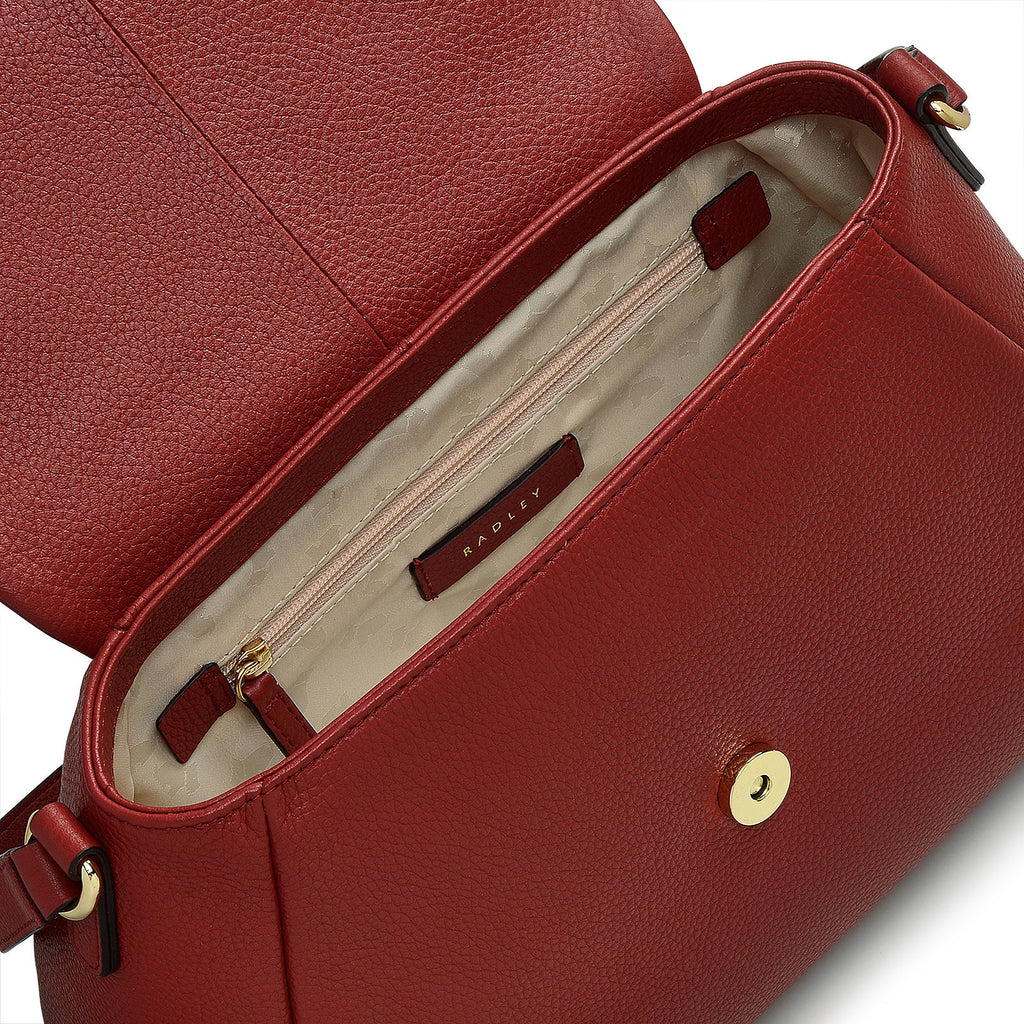 Sycamore Grove Leather Medium Flapover Shoulder Bag in Claret - 110072