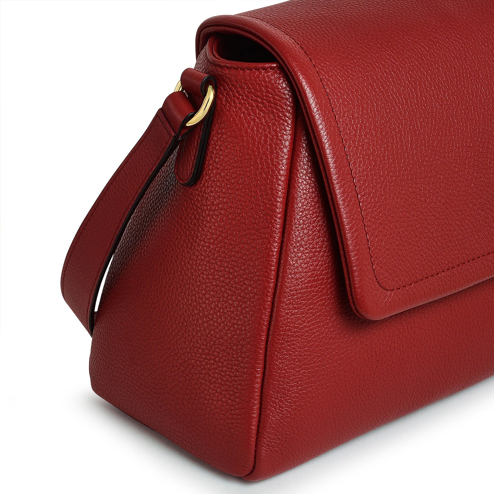 Sycamore Grove Leather Medium Flapover Shoulder Bag in Claret - 110072