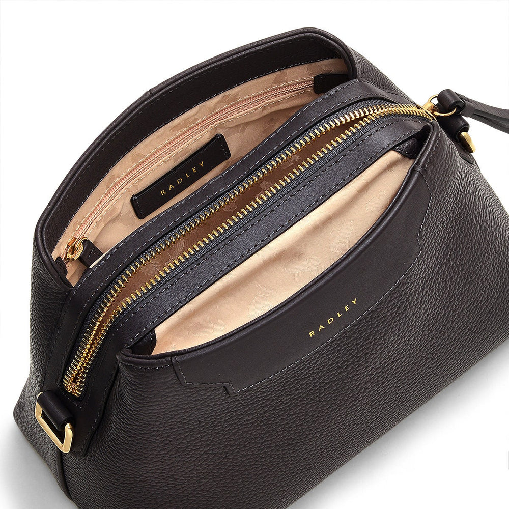 Piccardy Hill 2.0 Leather Small Ziptop Crossbody Bag in Thunder - 110074