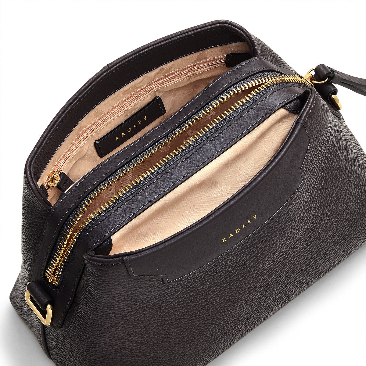 Piccardy Hill 2.0 Leather Small Ziptop Crossbody Bag in Thunder - 110074