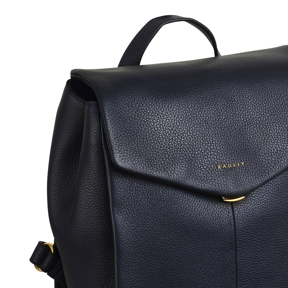 Southwark Road Leather Small Flapover Backpack in Ink - 110090
