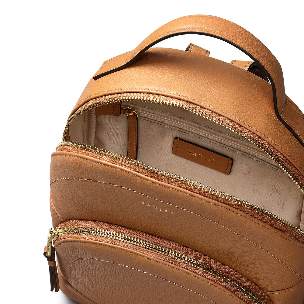 Reeves Road Leather Zip Around Backpack in Dark Butter - 110092