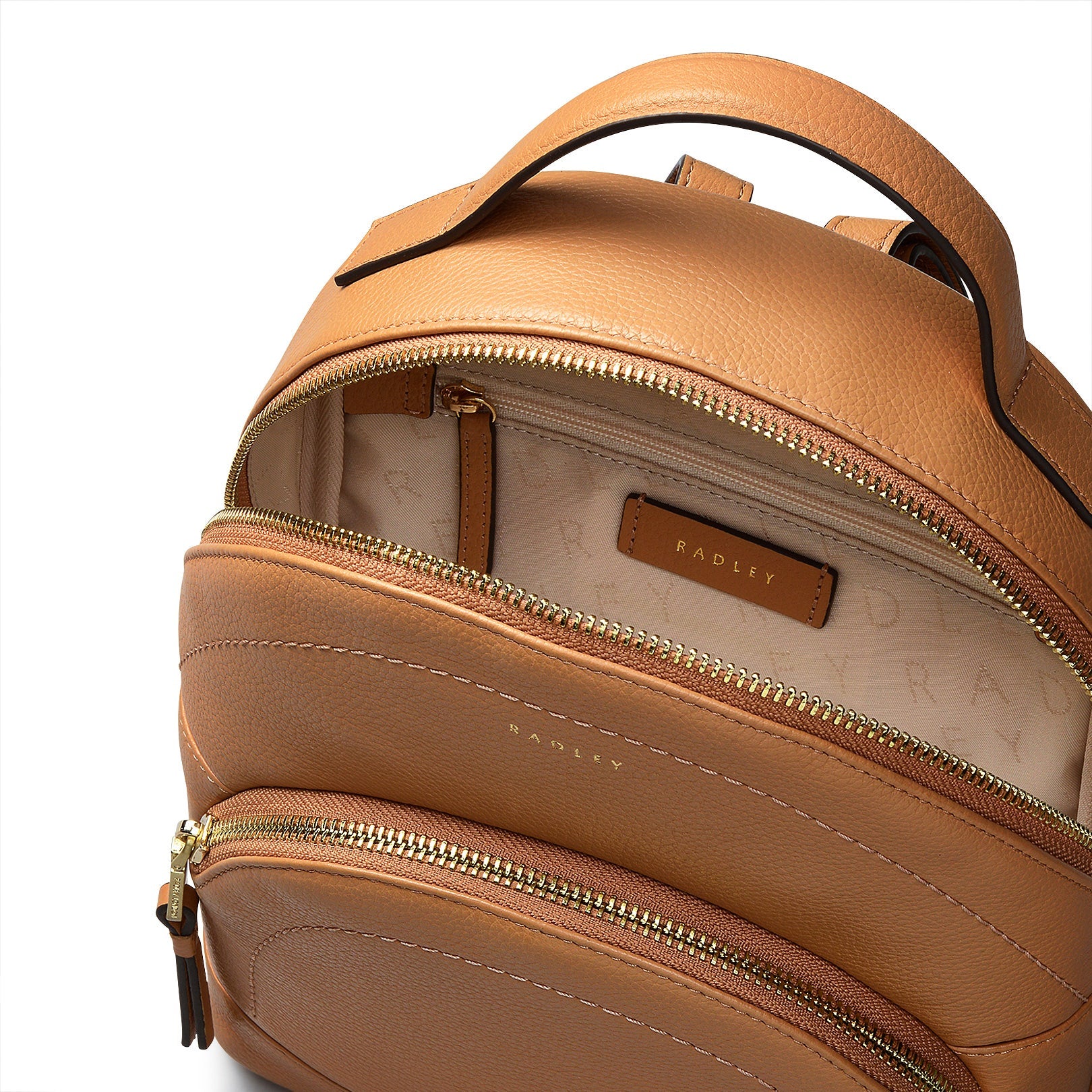 Reeves Road Leather Zip Around Backpack in Dark Butter - 110092