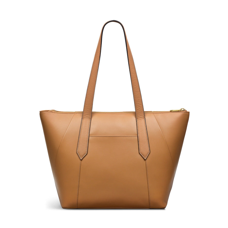 Bruton Street Leather Large Ziptop Tote Bag in Dark Butter - 110095