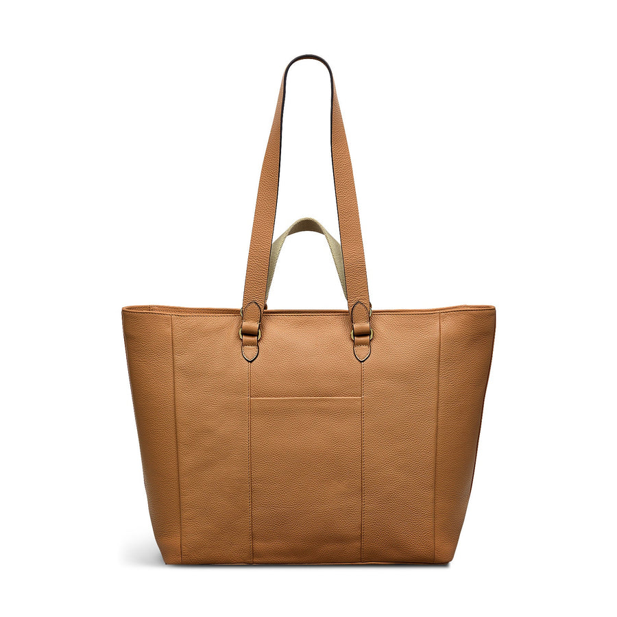 Greenhill Lane Leather Large Ziptop Tote Bag in Dark Butter - 110097