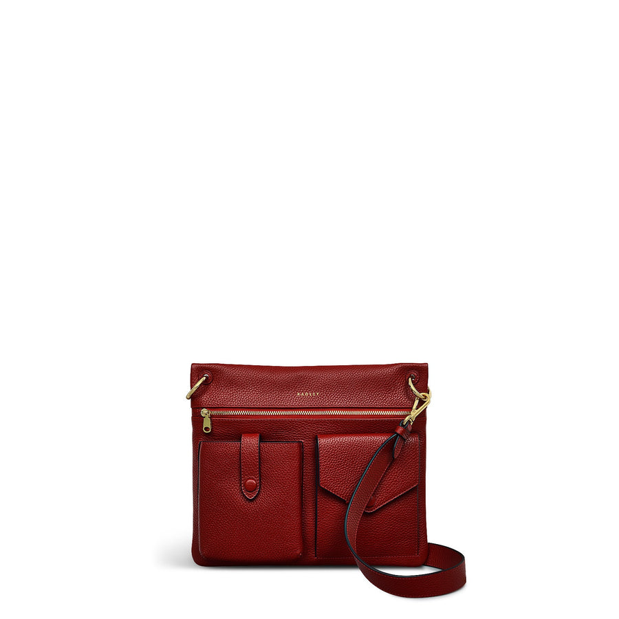Wilton Way Leather Medium Ziptop Crossbody Bag in Claret - 110098
