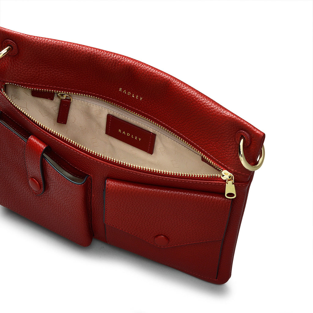 Wilton Way Leather Medium Ziptop Crossbody Bag in Claret - 110098