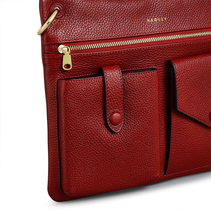 Wilton Way Leather Medium Ziptop Crossbody Bag in Claret - 110098