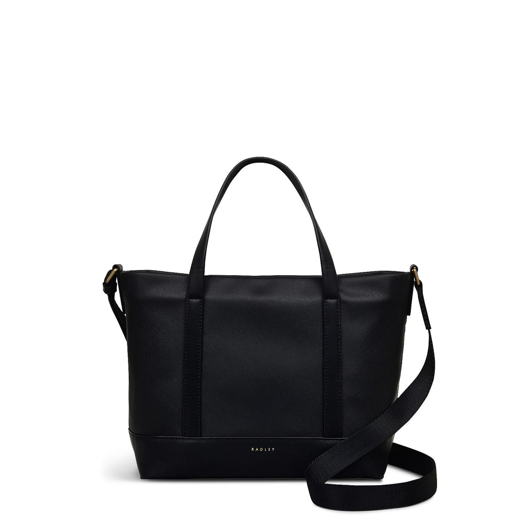 Suffolk Road Fabric Medium Ziptop Satchel Bag in Black - 110108