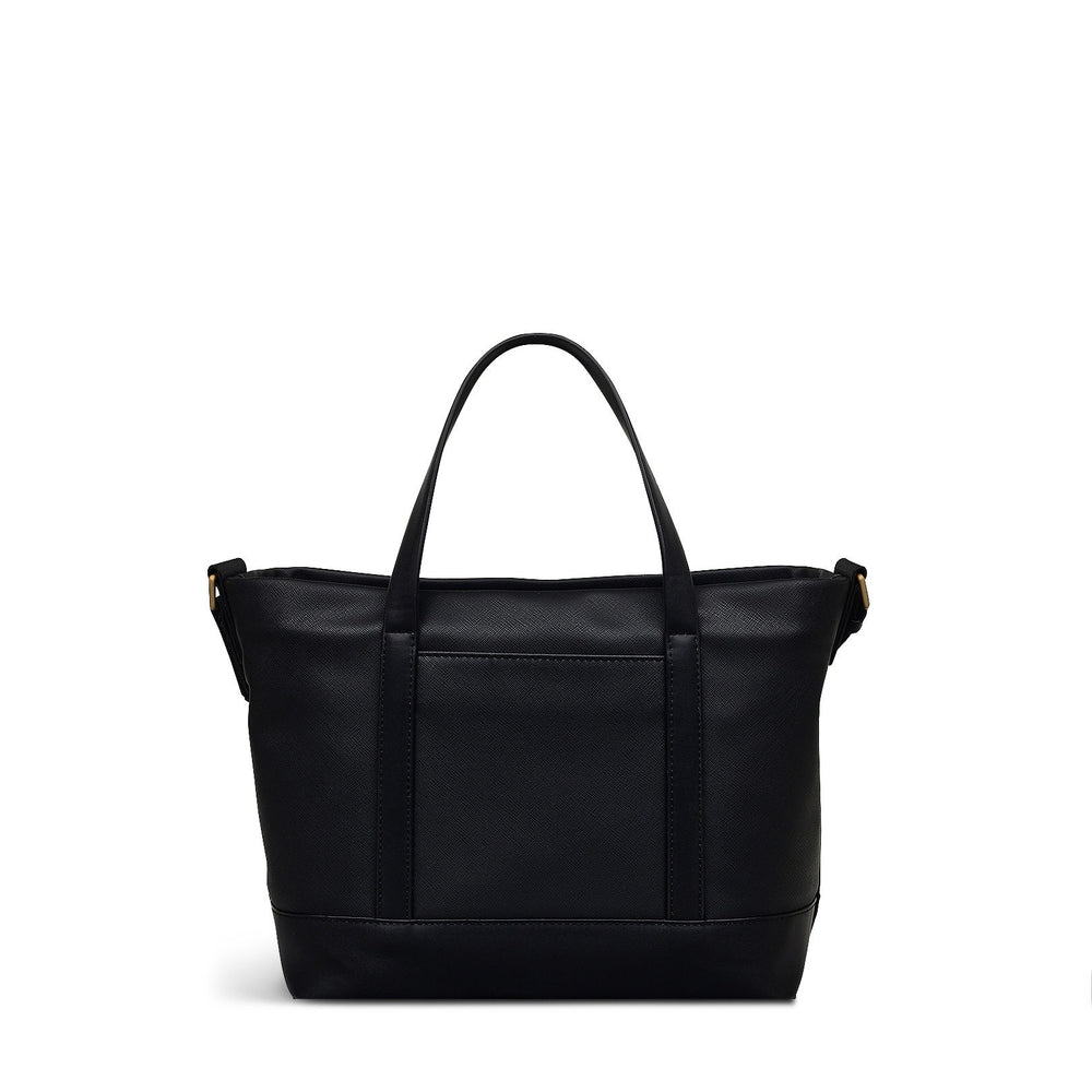 Suffolk Road Fabric Medium Ziptop Satchel Bag in Black - 110108