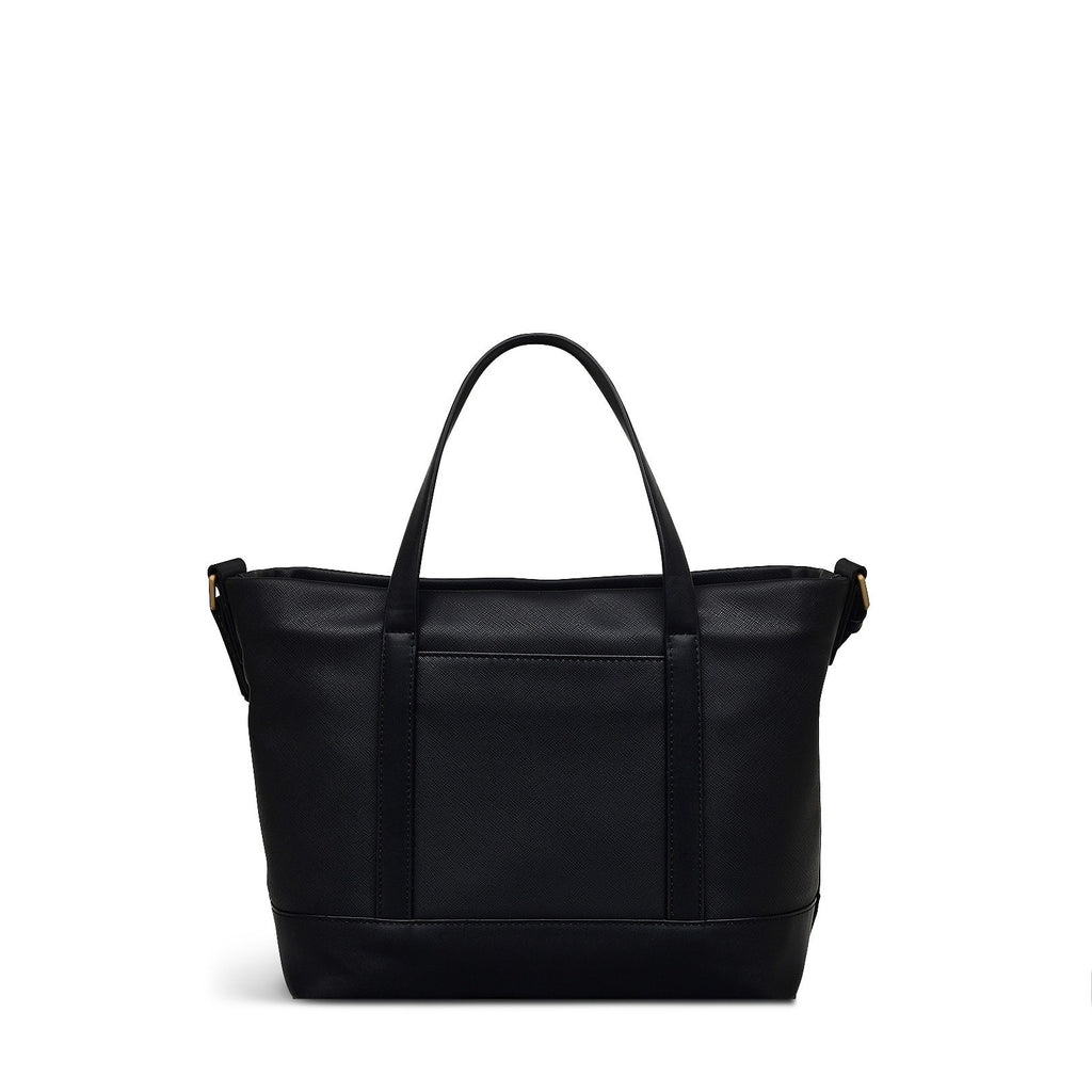 Suffolk Road Fabric Medium Ziptop Satchel Bag in Black - 110108