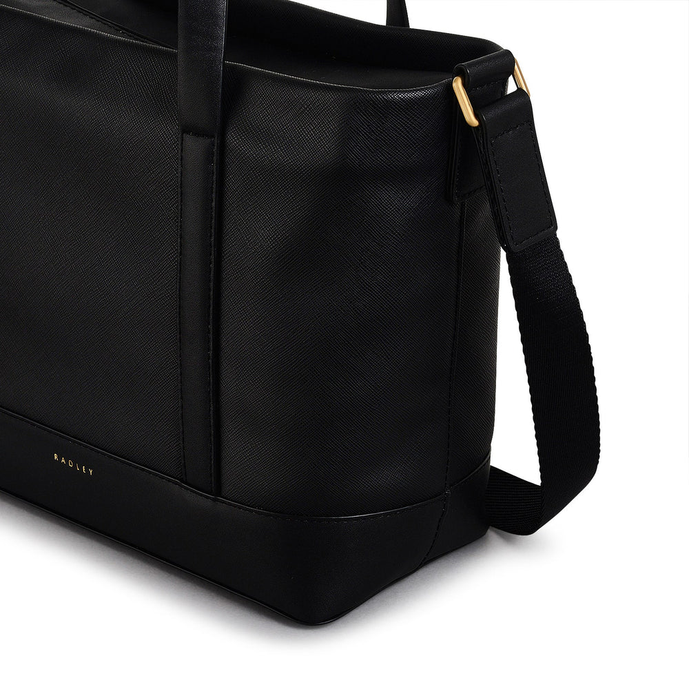 Suffolk Road Fabric Medium Ziptop Satchel Bag in Black - 110108