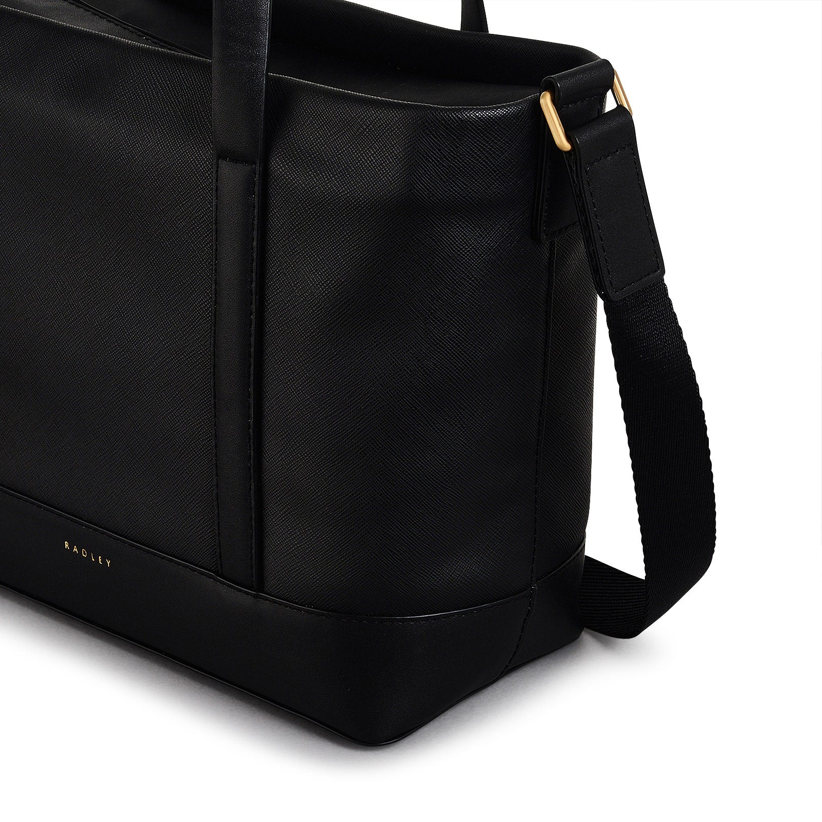 Suffolk Road Fabric Medium Ziptop Satchel Bag in Black - 110108