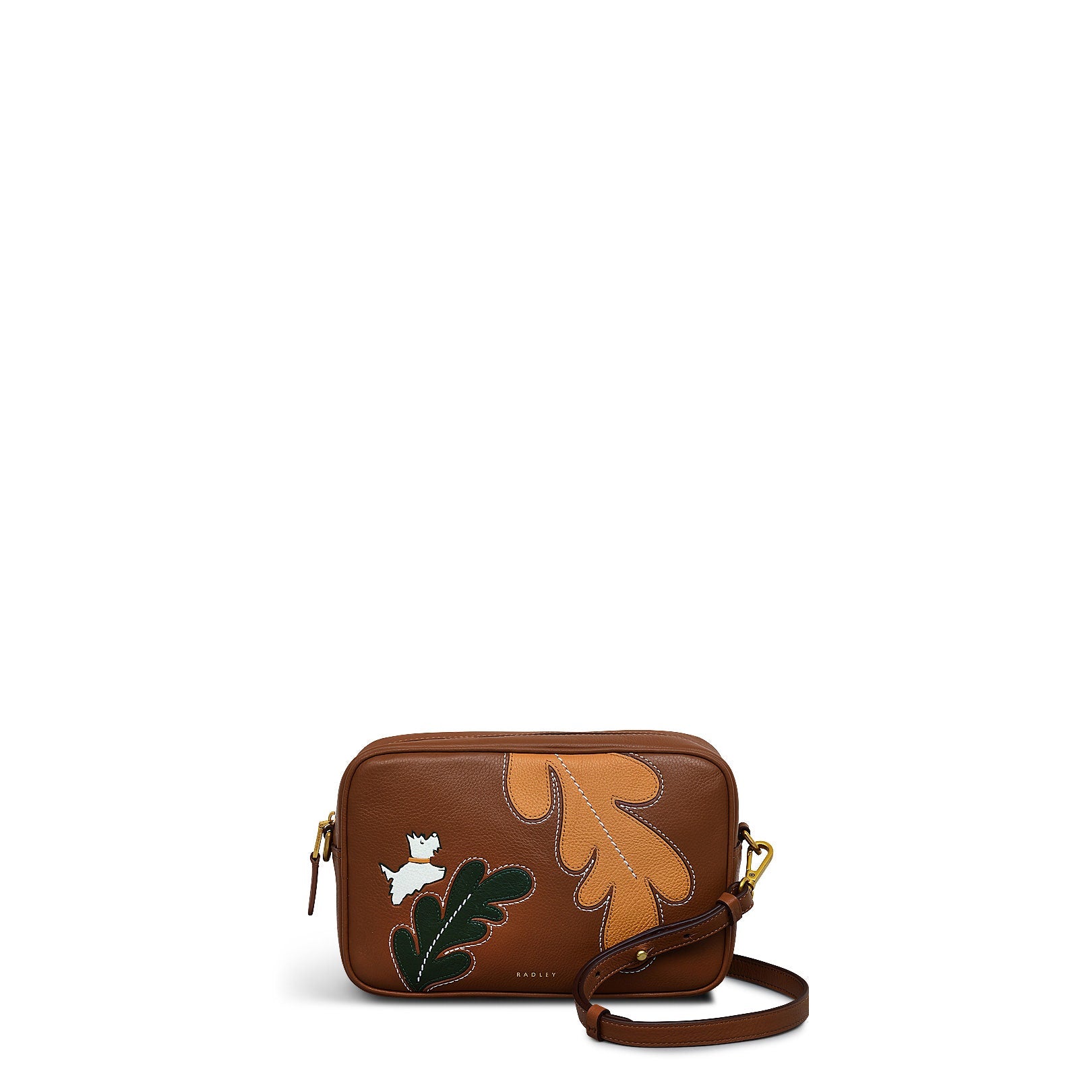 Autumn Editions Small Ziptop Crossbody Bag in Saddle - 110121