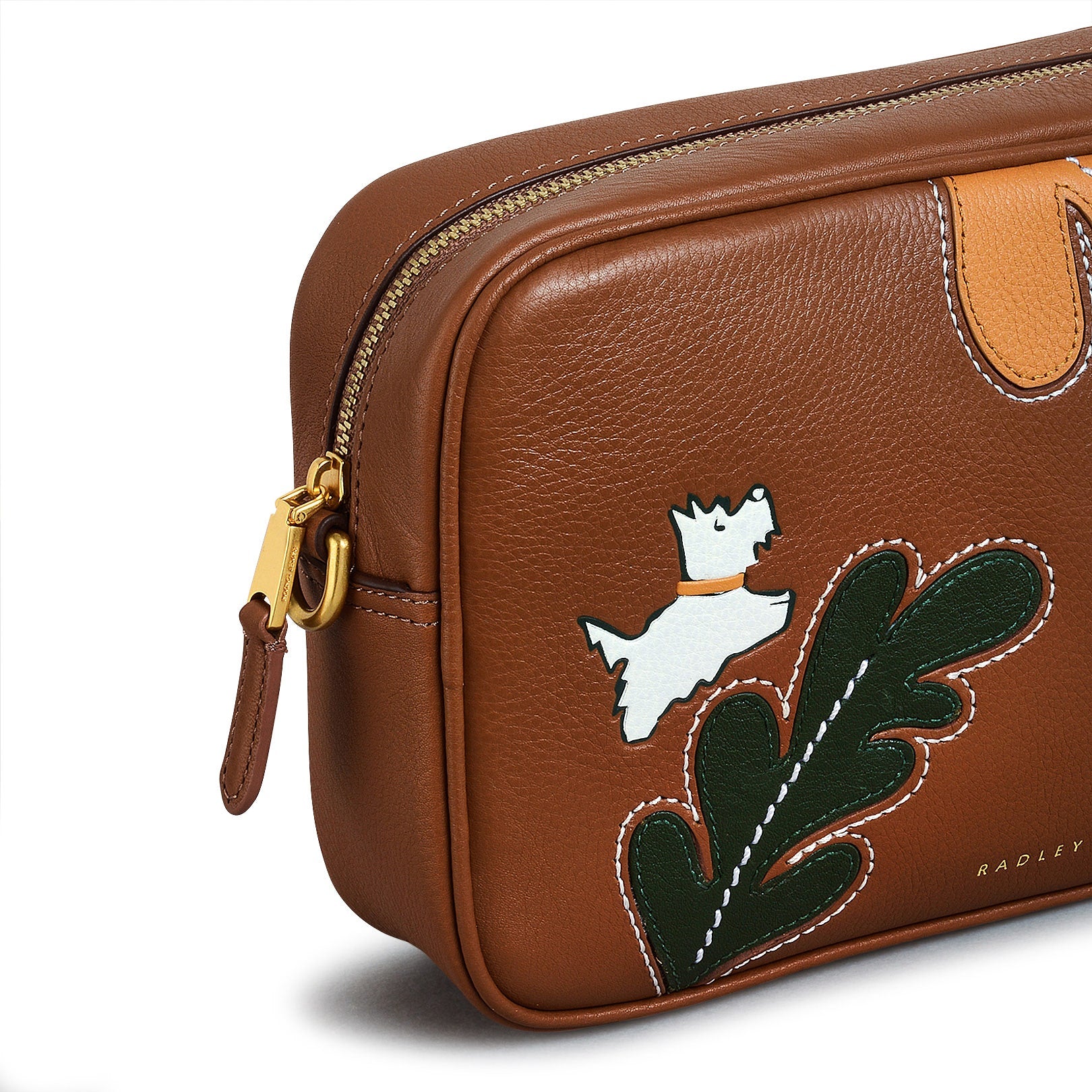 Autumn Editions Small Ziptop Crossbody Bag in Saddle - 110121