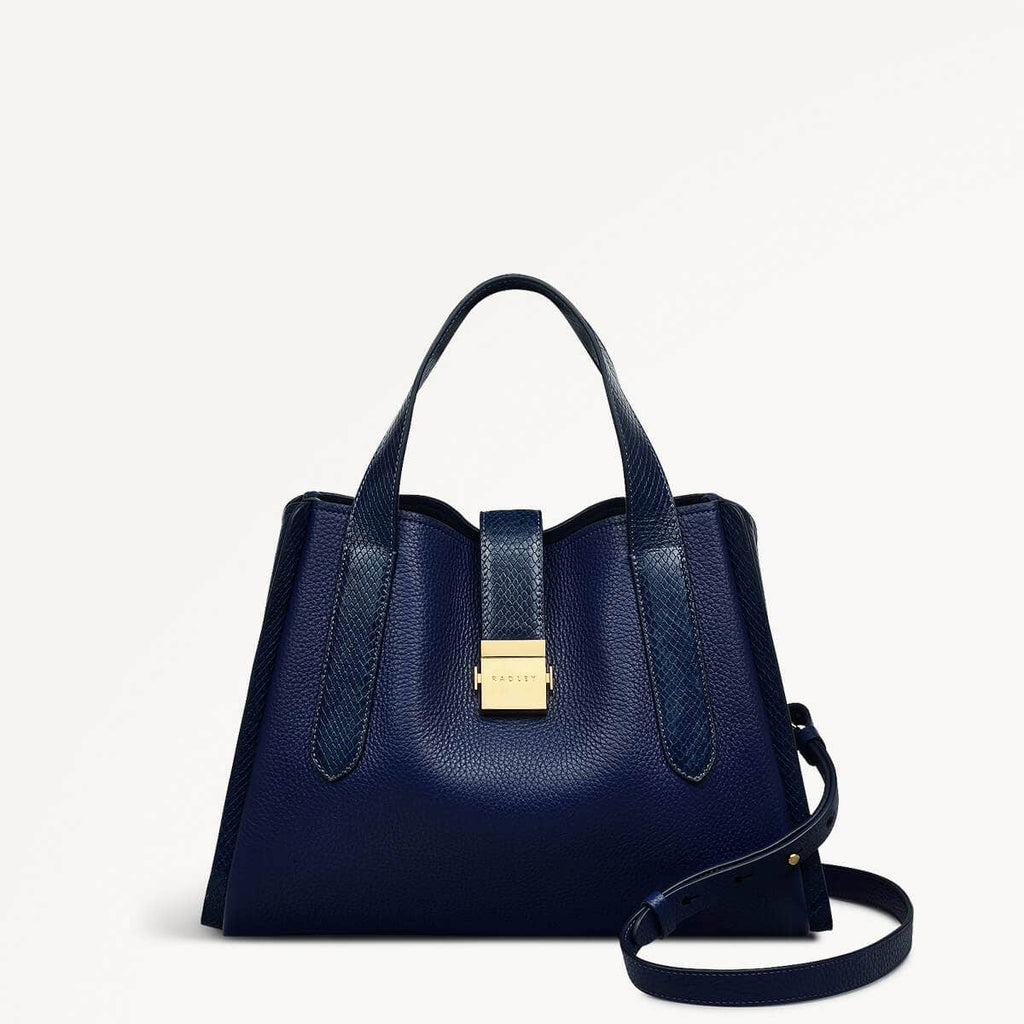 Sloane Street Leather Medium Ziptop Satchel Bag in Evenfall - 110156